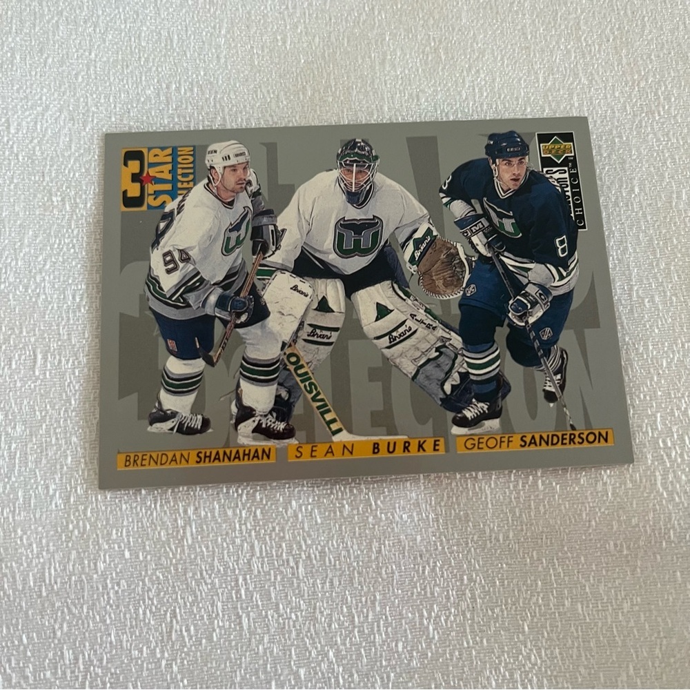 319 Hockey Trading Card with Brendan Shanahan, Sean Burke, Geoff Sanderson